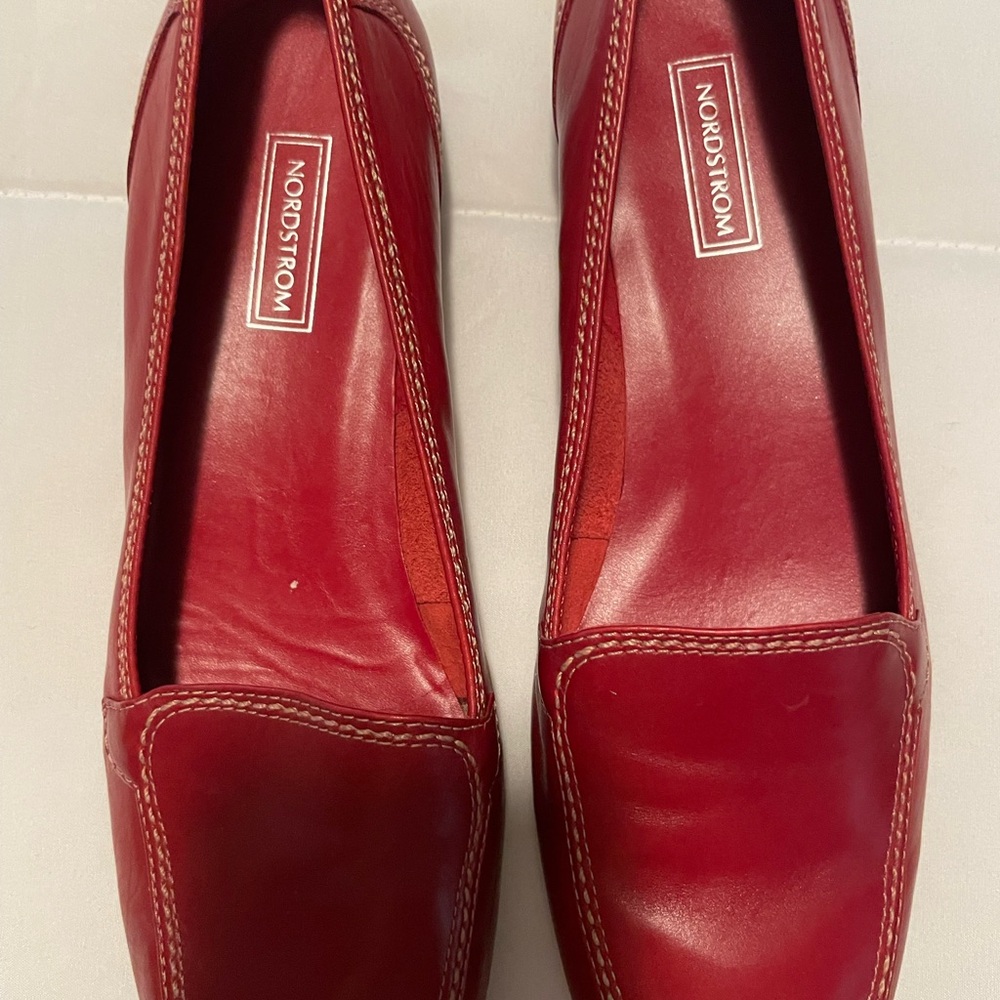 Nordstrom Women's Red Leather Slip-On Loafers